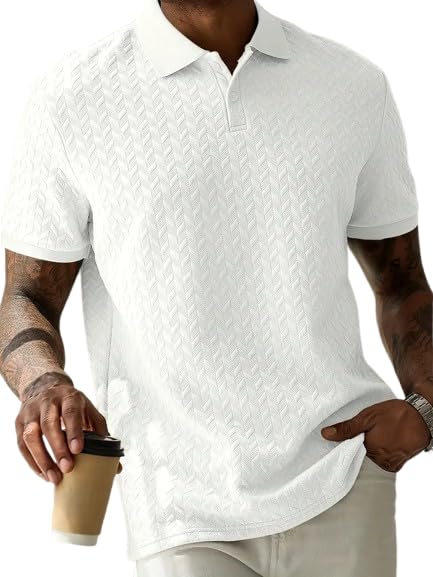 Trillion Jaquard Men's Polo T-Shirt for Men (Polyester Blend | Regular Fit) M