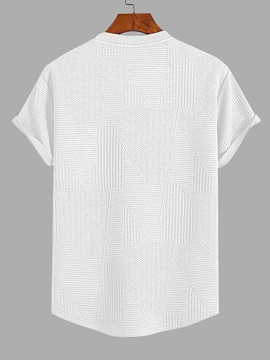 GRECIILOOKS T-Shirt for Men Poly Cotton | Textured Oversized Fit Man  | Round Neck Half Sleeve -M -White